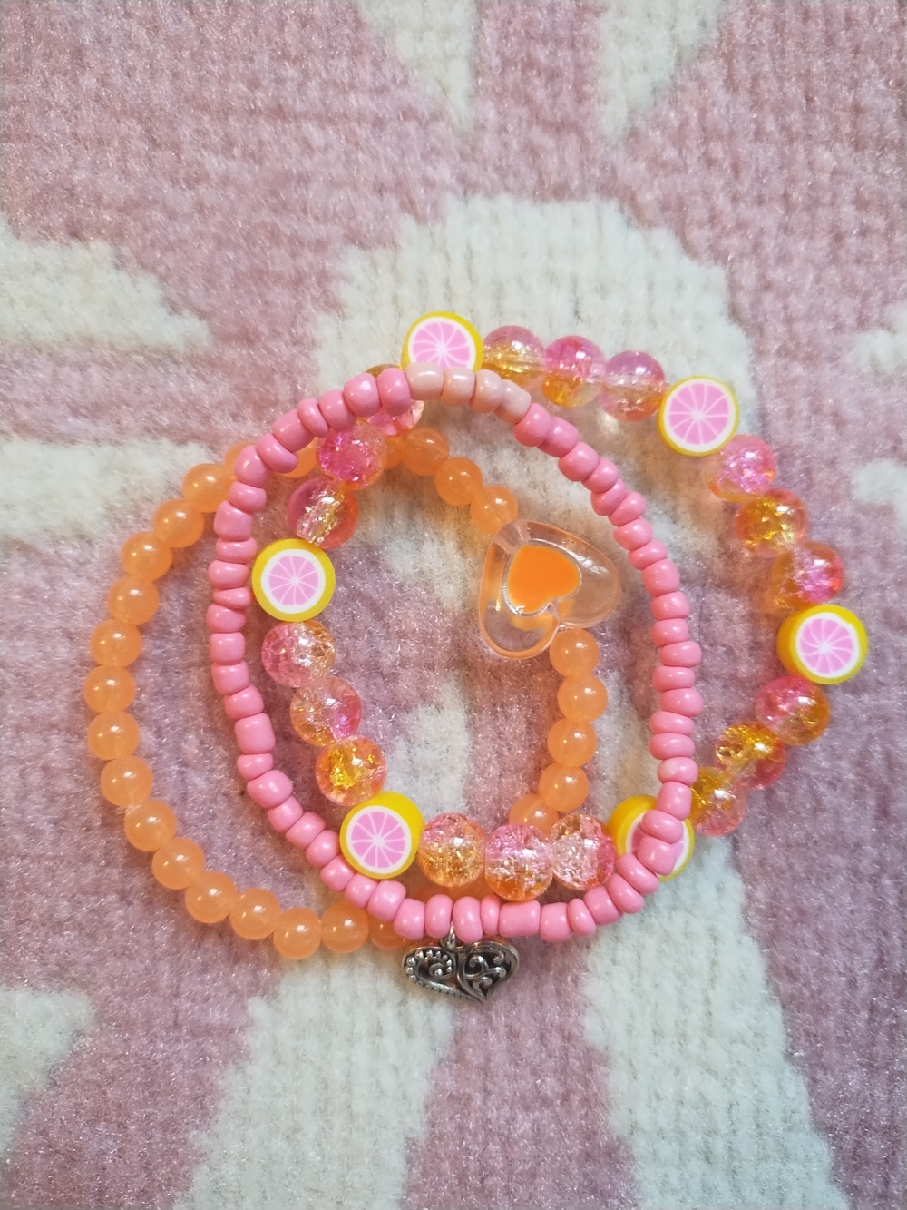 Strawberry Lemonade Set Of 3 Handmade Braclets